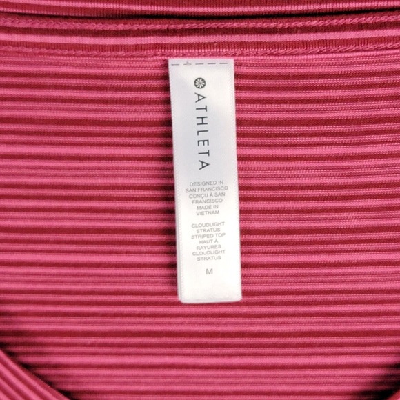 Athleta Womens Tee Cloudlight Stratus Striped Long Sleeve Athletic Size M - Picture 5 of 8